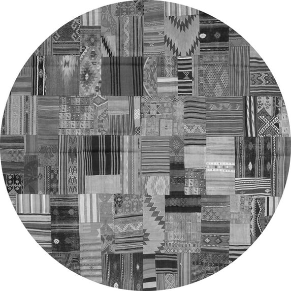 Ahgly Company Indoor Round Patchwork Gray Transitional Area Rugs, 6' Round