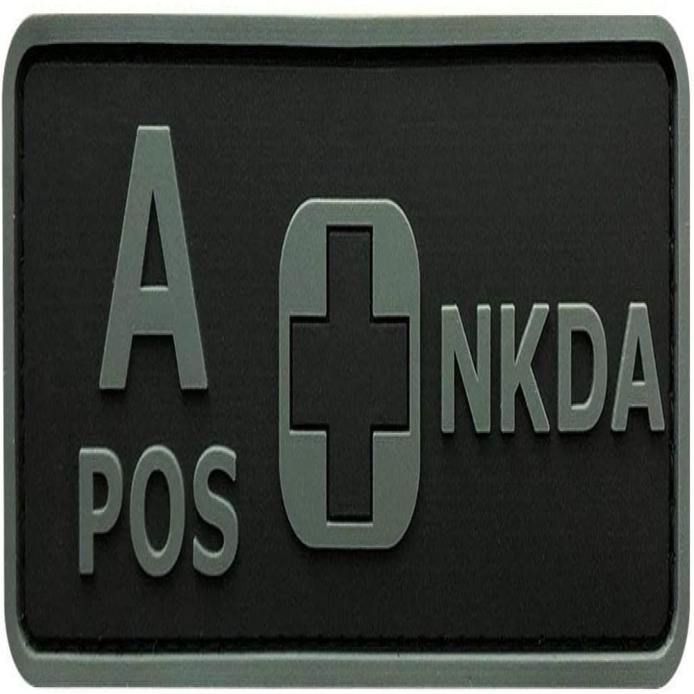 3D-PVC Rubber-4.0 X 1.5 inch -BP3 Positive NKDA ACU Hook Patch Blood Type O 