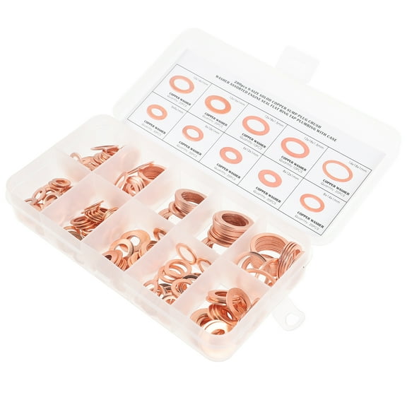 unbranded 200 Pcs Copper Oil Seal Gasket Boxed Round O-type Combination Set Tank Sealer