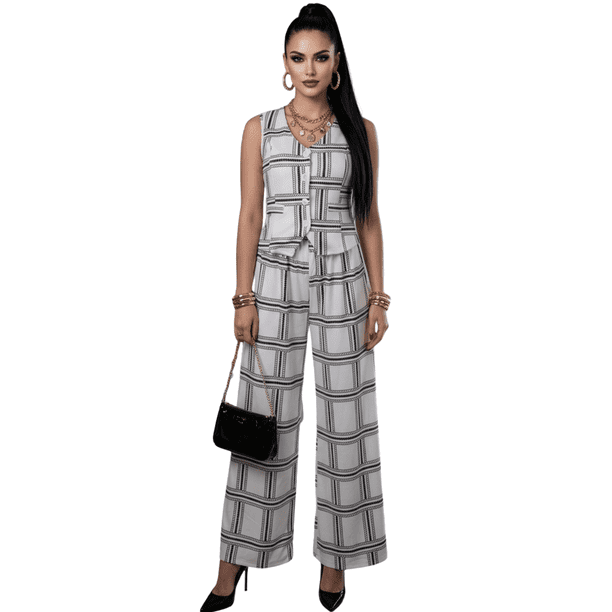 Conjunto 2 Piezas Elegante, Chaleco Sin Mangas y Pantalón Recto, Estilo Moderno Look Sofisticado y Versátil para Mujer