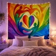 thumbnail image 2 of Rainbow Heart Cradled by Abstract Figures, Inspirational Abstract Style for Art Lovers, Colorful Wall Art, Friendship Gift, Tapestry Wall Hanging for Bedroom and Dorm, 2 of 7