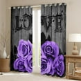 thumbnail image 2 of Lavender Rose Window Curtains 52"Wx63"L Purple Black Grey Flower Curtains Women Couple Romantic Floral Window Curtains Retro Farmhouse Window Treatments 2 Panels For Bedroom Living Room, 2 of 6