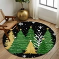 thumbnail image 2 of Round Rugs 7 Ft, Black Christmas Tree Non Slip Area Rugs for Kitchen Bedroom Entryway, Green Golden Xmas Tree Snowflake Winter Washable Carpet Runner Rug Floor Mats for Bedroom Home Decor, 2 of 9
