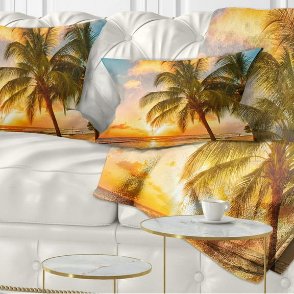 Designart Barbados Landscape - Photography Throw Pillow - 12x20