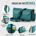 thumbnail image 3 of ShellTech Compatible with Samsung Galaxy Z Fold 7 Crossbody Wallet Case with RFID Blocking Zipper Card Holder & Pen Holder Slot Soft PU Leather Wrist Strap Lanyard Zipper Pocket Purse,Green, 3 of 12
