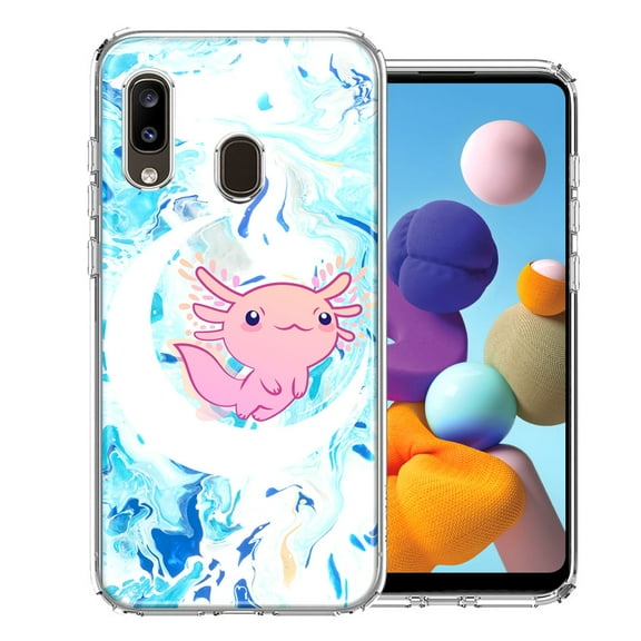 MUNDAZE For Samsung Galaxy A20 Pink Axolotl Moon Mable Design Double Layer Phone Case Cover