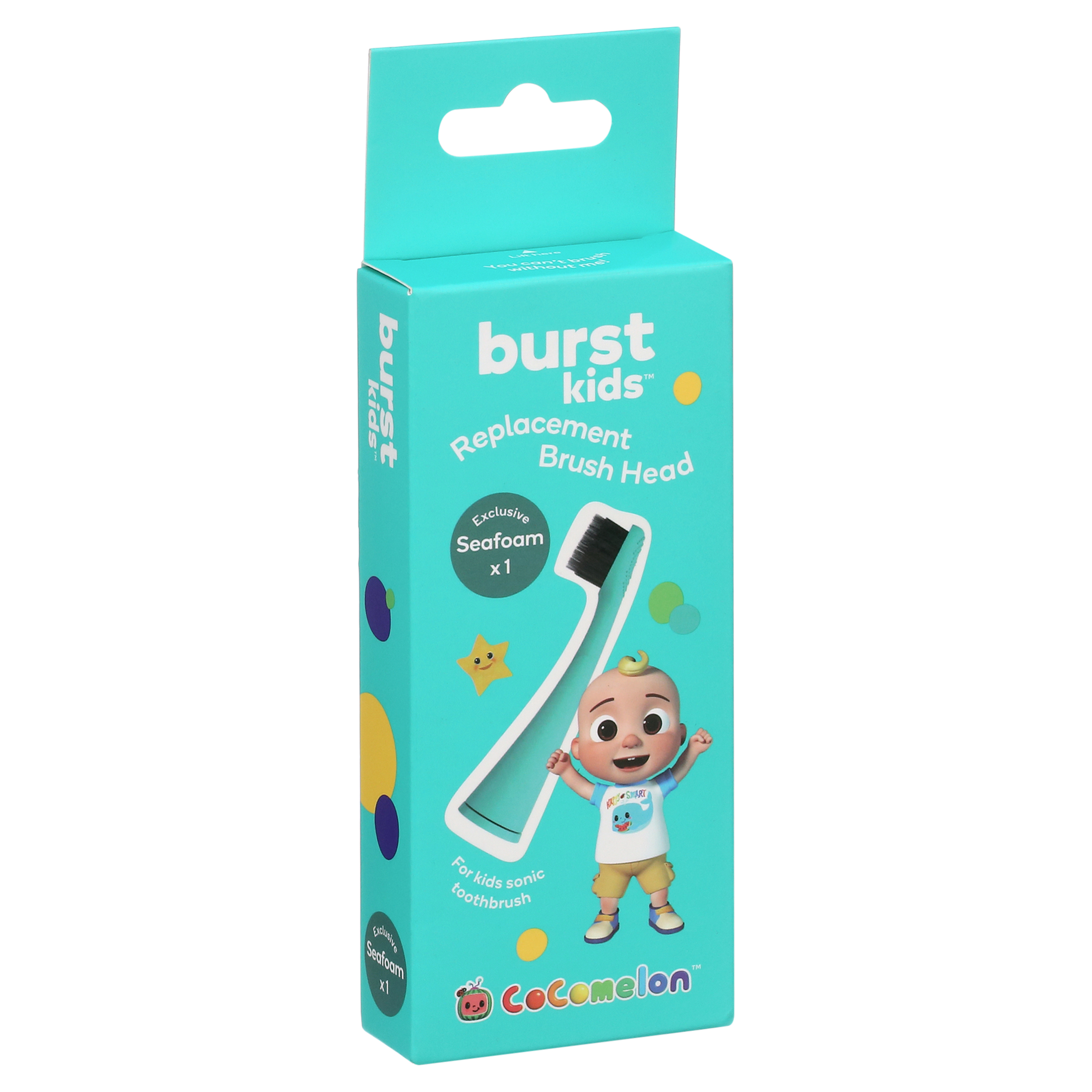 Burst Kids Cocomelon Electric Toothbrush Replacement Head, Seafoam 