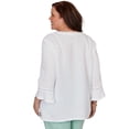 thumbnail image 2 of Alfred Dunner Womens Plus-Size Tropical Floral Split Neck Embroidered Top, 2 of 4