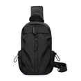 thumbnail image 1 of Bolsa de pecho para hombre, informal, con correa ajustable, ideal para viajes, entrenamiento y gimnasio. Negro, 1 of 9