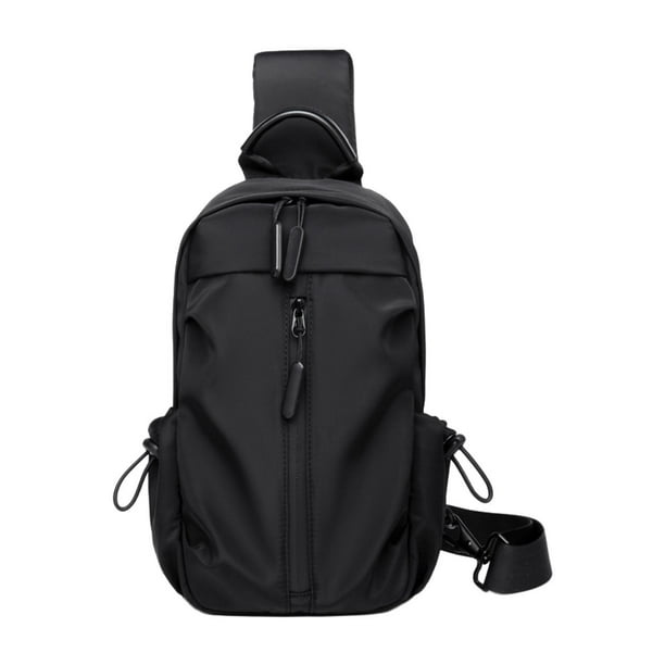 Bolsa de pecho para hombre, informal, con correa ajustable, ideal para viajes, entrenamiento y gimnasio. Negro