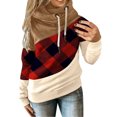 thumbnail image 1 of Pompotops Women Lattice Printed Pullover Hoodies Long Sleeve Drawstring Hooded Tops Sweatshirt, 1 of 5