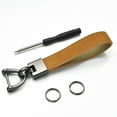 thumbnail image 2 of Leather Car Keychain, Universal Key Fob Holder, 360° Rotatable, Anti-lost D-ring, 2 Keys, 2 of 5
