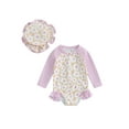 thumbnail image 1 of SUNSIOM Toddler Girls Rash Guard Swimsuit Rompers Long Sleeve Floral Print Ruffles Bathing Suit Swimwear with Swim Cap, 1 of 8