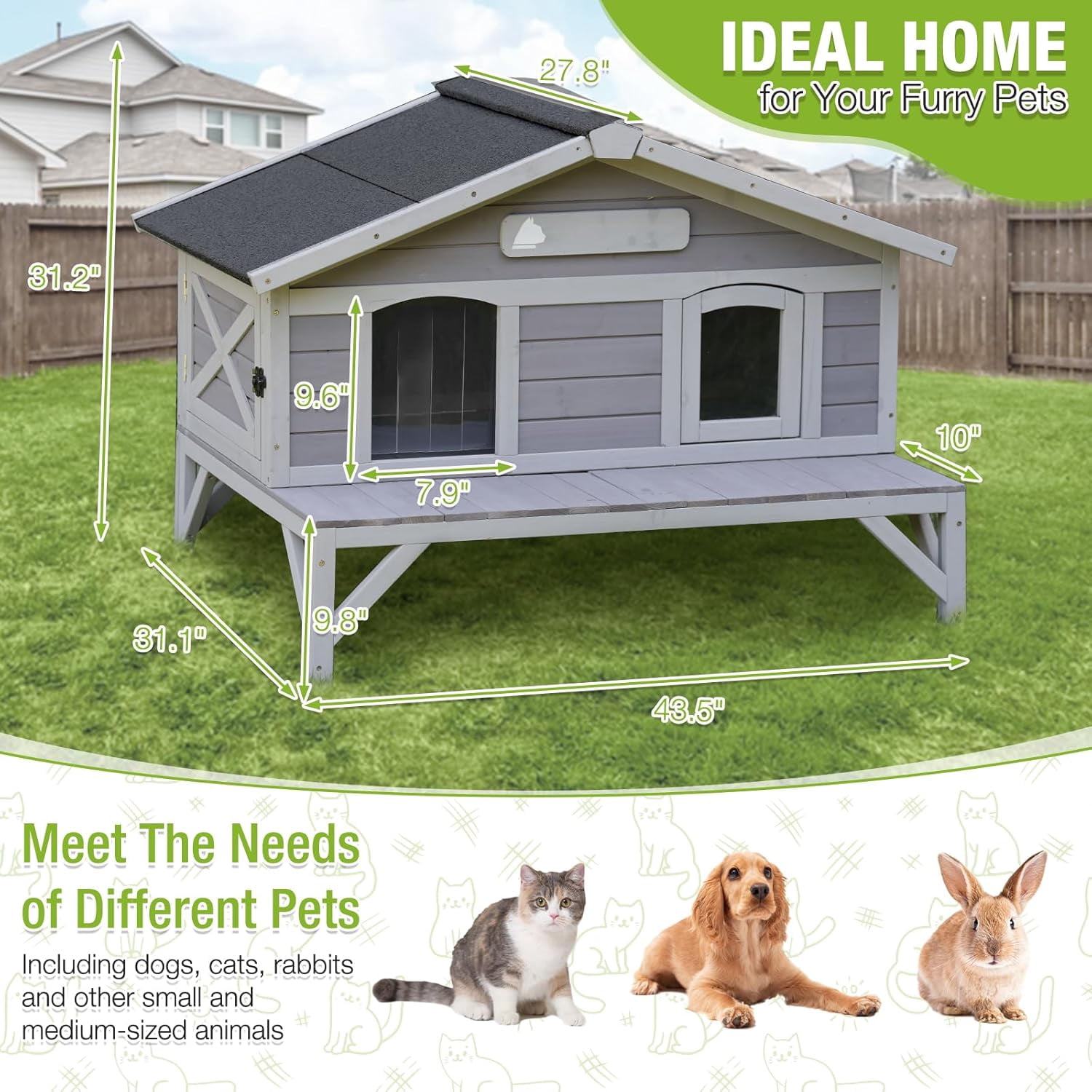 Aivituvin Outdoor Cat House Weatherproof Large Cat Shelter with 100% Insulated Liner for Multiple Cats, Cat Condos for Indoor Cats