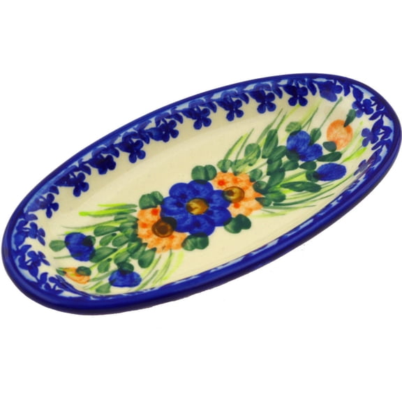Polish Pottery 5½-inch Condiment Dish (Poppy Trio Theme) Hand Painted in Boleslawiec, Poland Certificate of Authenticity