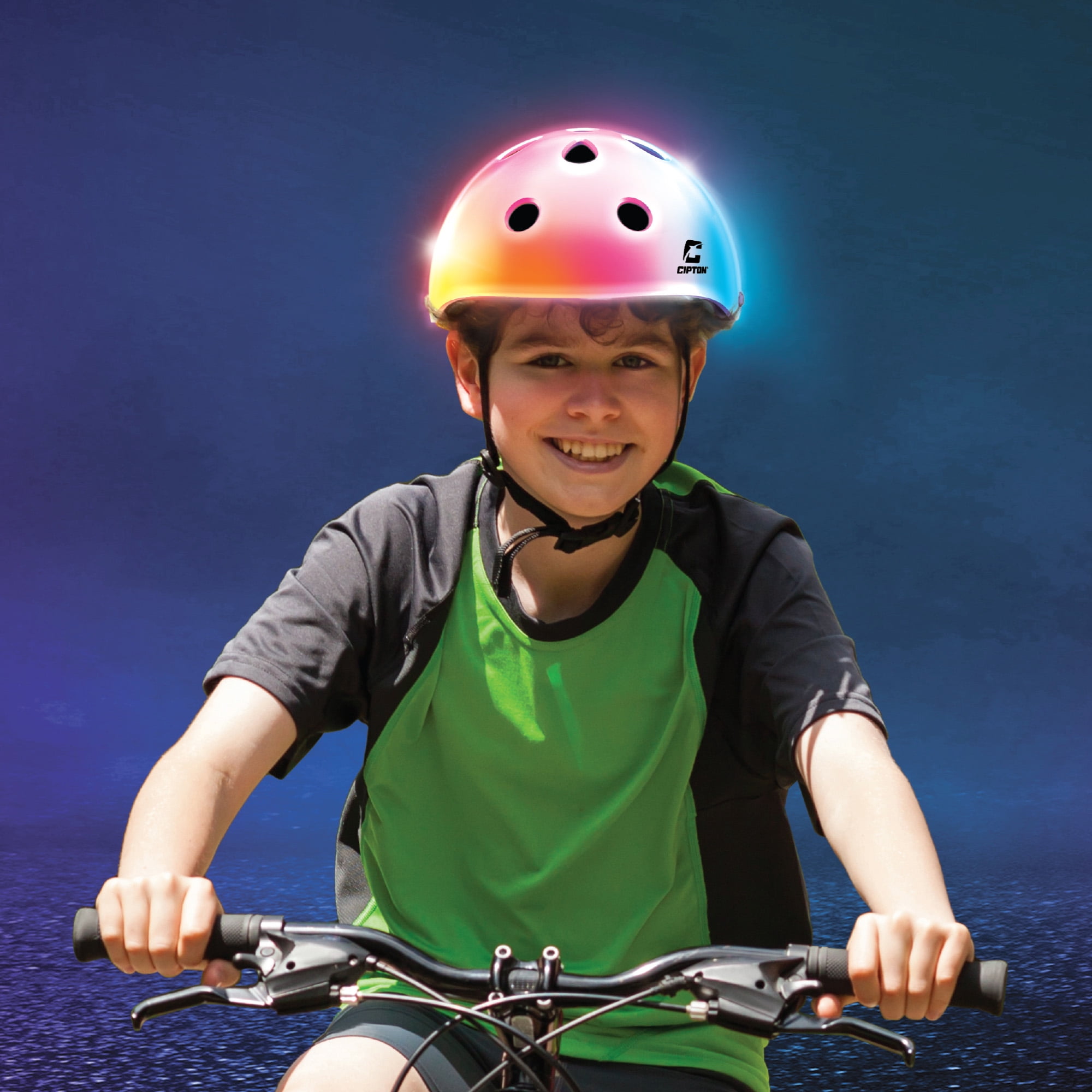 CIPTON LED Light Up Bike & Skate Helmet, USB Rechargeable Full Spectrum LED Helmet with 6 Light Modes, Adjustable 54-58 cm, Ages 8+, Multicolor