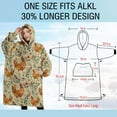 thumbnail image 4 of Oversized Wearable Blanket Hoodie,Beige Chicken Floral Pattern Sherpa Blanket Hoodie with Super Pockets,Super Warm Fuzzy Pullover for Women & Men, 4 of 6
