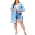 thumbnail image 2 of Agnes Orinda Women's Plus Size Cardigans Lace Lightweight Knit 3/4 Sleeves Cover Up Cardigan 4X Light Blue, 2 of 7