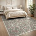 thumbnail image 3 of ODIKA 8'x10' Washable Area Rug Durable, Non-Slip Long Vintage Scroll Border Sage Bathroom Runway Bedside Pink Flowing Dynamic for Living Room, Under Sectional, Family, 3 of 7