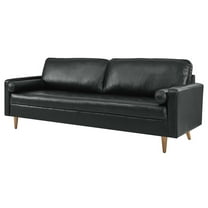 Sofa Couch, Black, Leather, Mid Century Living Lounge Cafe Lobby Hospitality Restaurant, Modern Contemporary HB34249
