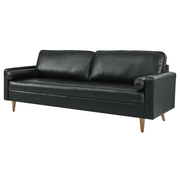 Sofa Couch, Black, Leather, Mid Century Living Lounge Cafe Lobby Hospitality Restaurant, Modern Contemporary HB34249