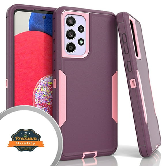 Xpression Cover for Samsung Galaxy A23 5G Tough Hybrid Shockproof Silicone Rubber TPU   Hard PC Heavy Duty Three Layer Protection Phone Case - Purple Pink
