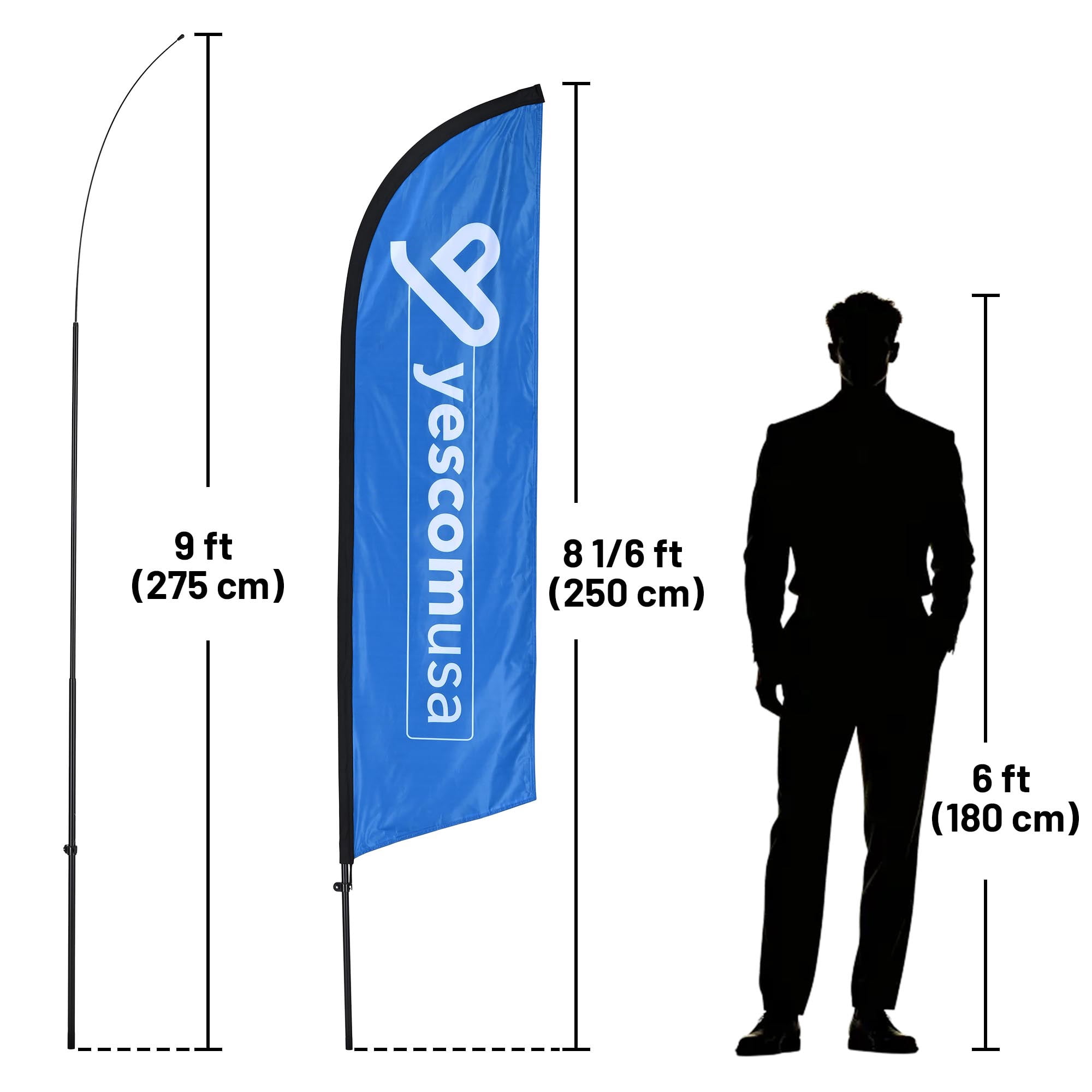 InstaHibit 10 Pack 9ft Feather Flag Pole Kit for Business Advertising Flags