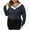 Blue, variant on MIUOWANP Plus Size Sweaters for Women V neck Women's Casual Round Neck Long Sleeve Sweater Knitted Stripe Loose Blouse Tops Black XXL