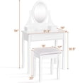 thumbnail image 3 of Gymax Fashion Bedroom Wooden Mirrored Makeup Vanity Set Stool Table Set White, 3 of 6