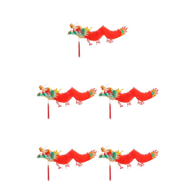 Bearachild Dragon Garland New Year Decor Plastic Supplies Long Red Decorations Weather Flag Festival Party Spring Unforgettable Ceiling como se muestra 5Conjunto
