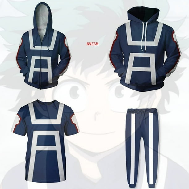 My Hero Academia Midoriya Izuku Cosplay My Hero Academia Hoodies 3D printed zip-up hoodies for men and women sport sweater zhangyuxiang LED