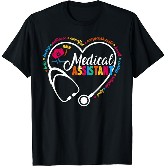 Heart Stethoscope Medical Assistant Shirts Funny Nurse T-Shirt