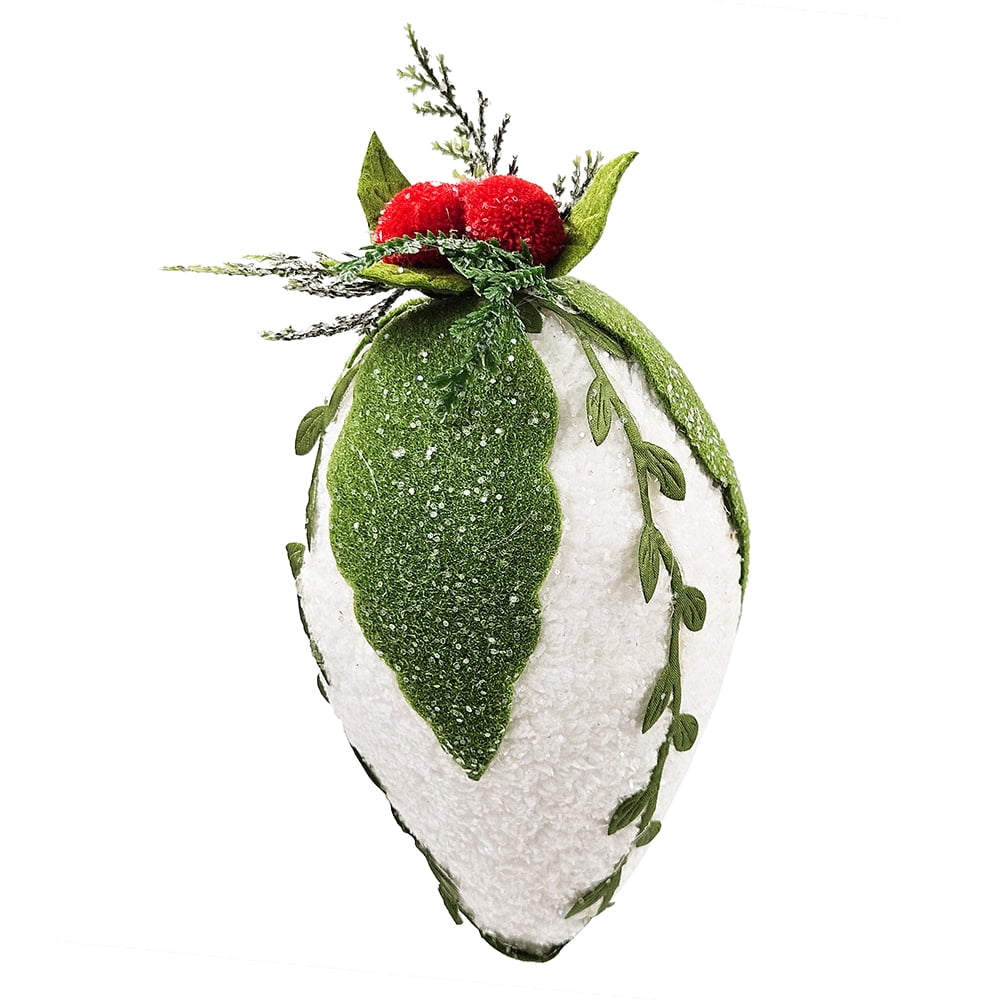 Green and White Teardrop Ornament Set Polyester Foam Tree Garland Wreath Tabletop Centerpiece Decor