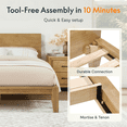 thumbnail image 4 of FLEXISPOT Queen Japanese Joinery Bed Frame with Headboard, Solid Rubberwood, 1200 LBS Heavy Duty, FSC & SGS Certified, No-Tool Setup, Hidden Storage, USB-A/C Port, No Box Spring Needed, Maple, 4 of 12