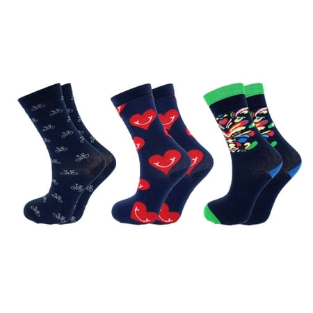 

Colorful Fun Socks Novelty Crazy Crew Dress Socks 3 Pairs Shoe Size 6-9 - D6