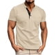 thumbnail image 2 of pstuiky Mangas cortas para hombre, Camisa tipo jersey para hombre, de color liso, con botones, manga corta y cuello alto camisas casuales para hombre s, 2 of 6