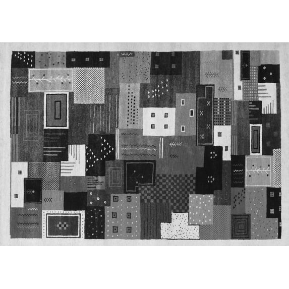 Ahgly Company Indoor Rectangle Abstract Gray Contemporary Area Rugs, 8' x 12'