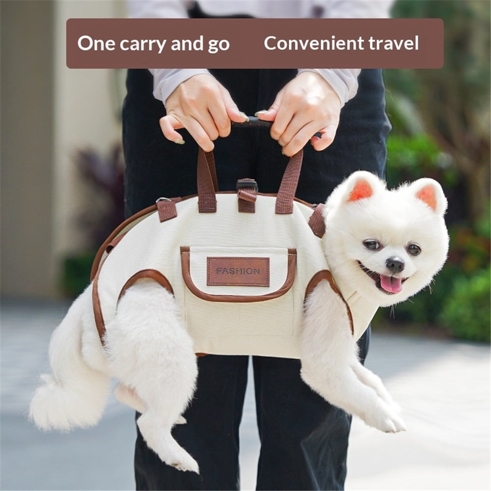 Portable Breathable Pet Carrier Sling & Backpack for Dogs & Cats, Adjustable Full-Body Harness with Traction Leash, Crossbody & Car-Friendly （M)