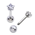 thumbnail image 1 of 2 Piezas de Aretes de material acero Inoxidable de 18G con Barra para Mujer Zirconia Cúbica Tragus Pendientes de Tornillo, 1 of 4