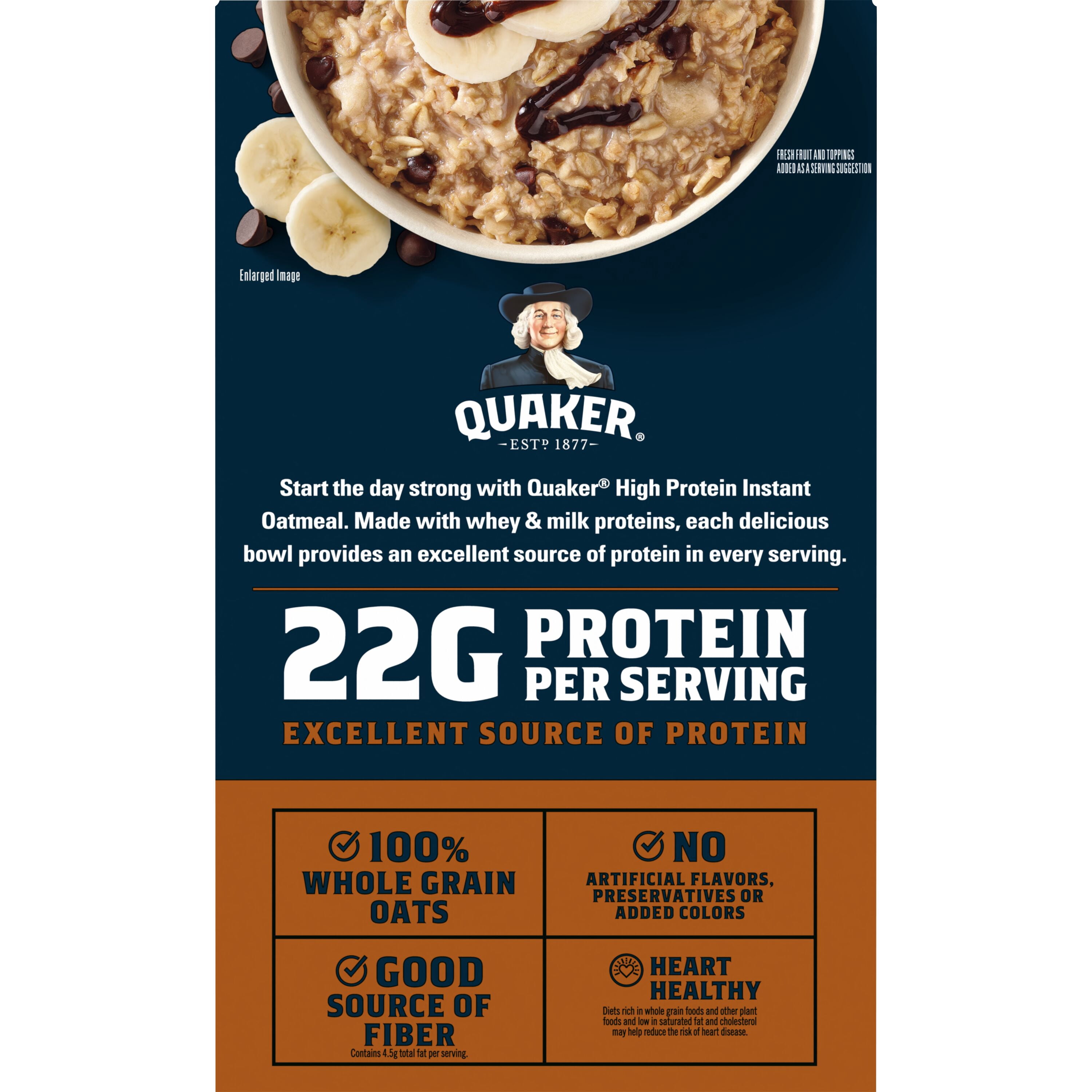 Quaker High Protein Banana Chocolate Instant Oatmeal Packets, 2.75 oz (4 Count)​