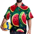 thumbnail image 4 of Watermelon Men's Short Sleeve Printed Poplin Shirt with Spread Collar Tops - Casual Button Down Summer Beach Shirt for Men and Women, 4 of 6