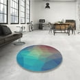 thumbnail image 4 of Ahgly Company Machine Washable Indoor Round Transitional Macaw Blue Green Area Rugs, 5' Round, 4 of 7