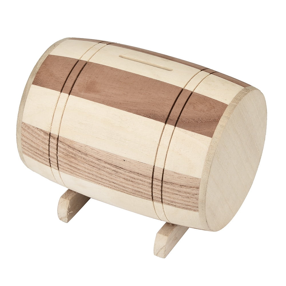 Wooden Piggy Bank Safe Money Box Savings With Lock Wood Carving Handmade US 