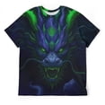 thumbnail image 5 of LAOLIUSN Men’s Dragon T Shirt 3D All Over Print Graphic Tee, Dark Fantasy Fire Dragon Face with Glowing Eyes, Short Sleeve Crewneck Streetwear Shirt S-4XL, 5 of 7