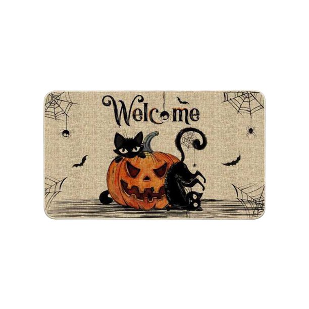 Alfombras de baño, alfombras para sala de estar, alfombras de cocina, alfombra, tapete, tapete de calabaza de Halloween que absorbe el agua y la suciedad, tapete de entrada, tapete decorativo aterrado