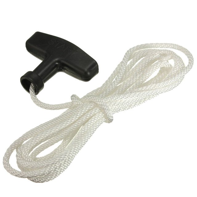 Allume Lawn Mower Pull Starter Handle Rope Recoil with Cord Line for Petrol Starter Mower Engine Universal White