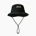 thumbnail image 1 of Chapeau de Soleil en Coton pour Femmes avec Cordon de Serrage Réglable - Grande Visière de Protection UV pour Randonnée, Camping, Voyage - Design Coupe-Vent avec Bords à Pression Latérale et Ventilation en Laiton - Noir, 1 of 7