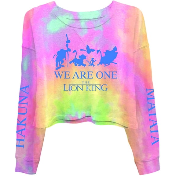 Disney Ladies Lion King Fashion Top - Hakuna Matata Clothing Lion King Tie Dye Long Sleeve Crop Tee