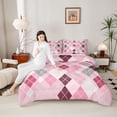 thumbnail image 4 of Castle Fairy Kawaii Cute Plaid Twin Comforter Sets,Vintage Collegiate Style Bedding Set, 4 of 8