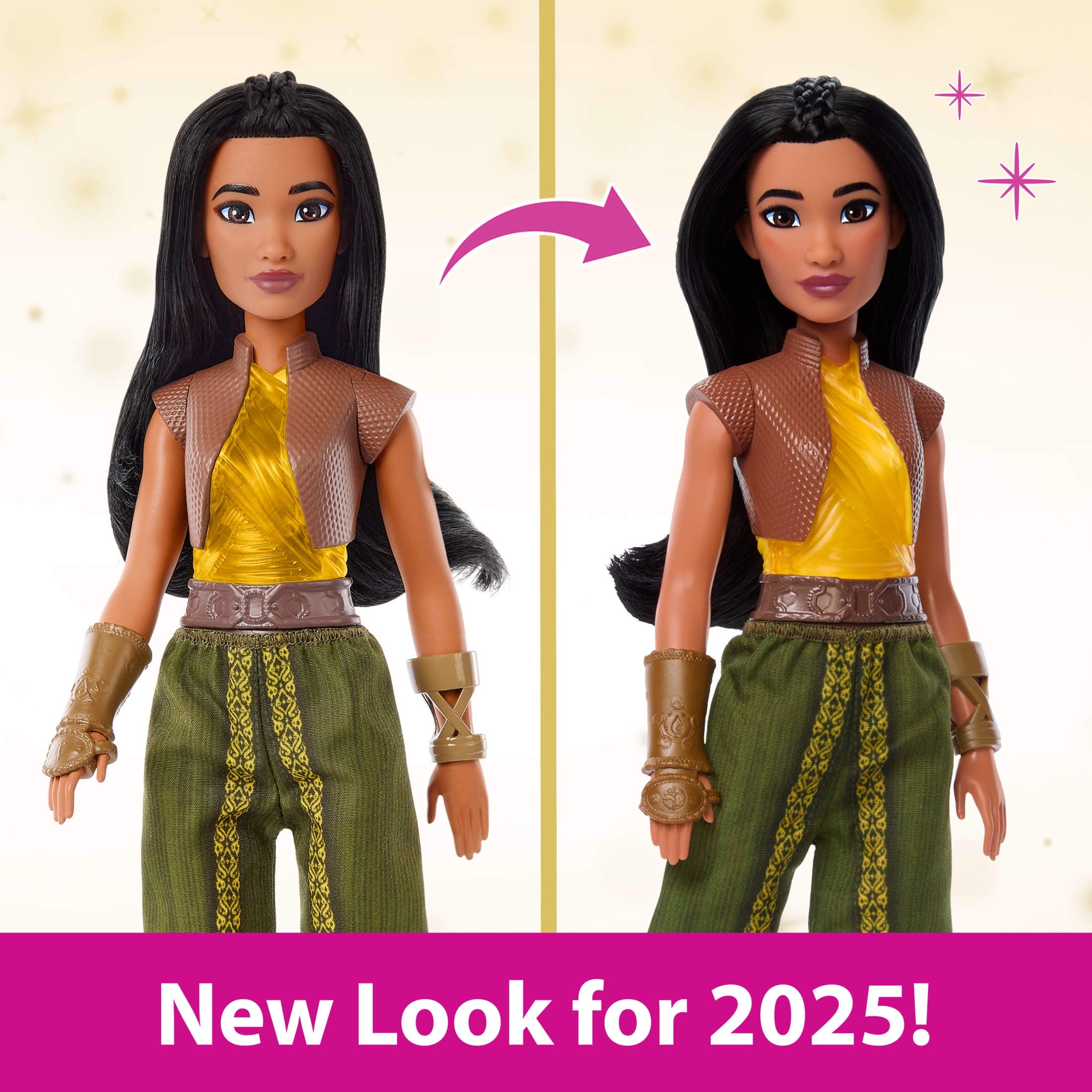 Disney Princess Raya Fashion Doll with Black Hair, Brown Eyes & Accessories, Sparkling Look